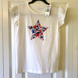 NWT Vineyard Vines Girls Casual Knit Cap Sleeve Shirt with Star Size Large